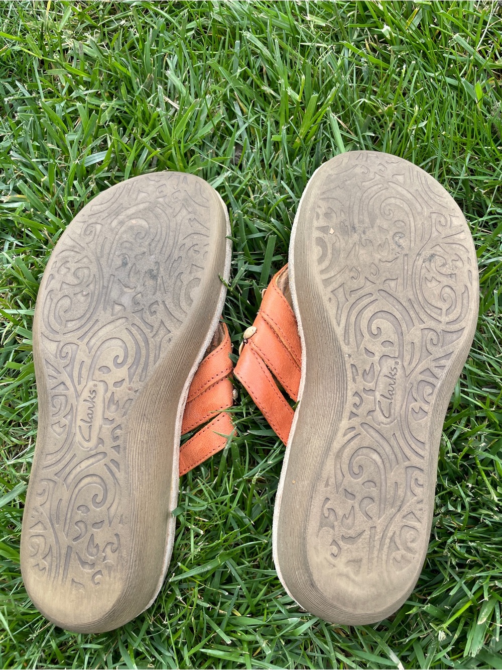 Boho Orange Beaded Embellished Leather Platform Sandals Clarks Artisan 8 - Picture 2 of 4
